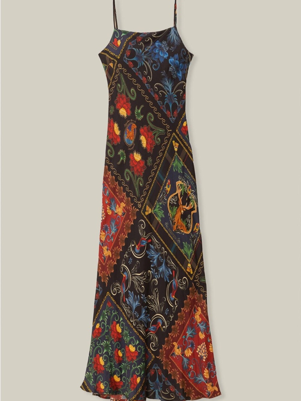 FARM Rio Black Floral Patchwork Slip Maxi Dress M New - Picture 4 of 8